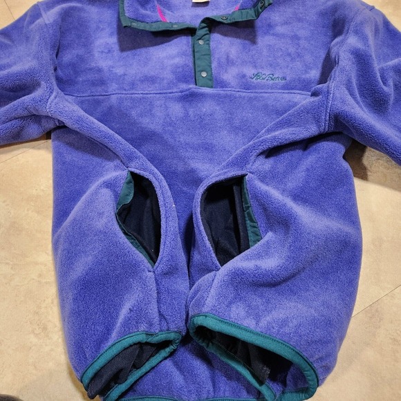 VTG 90s LL Bean Womens XL 1/4 Snap-T Super Soft Fleece Jacket Script USA Made - Picture 10 of 11